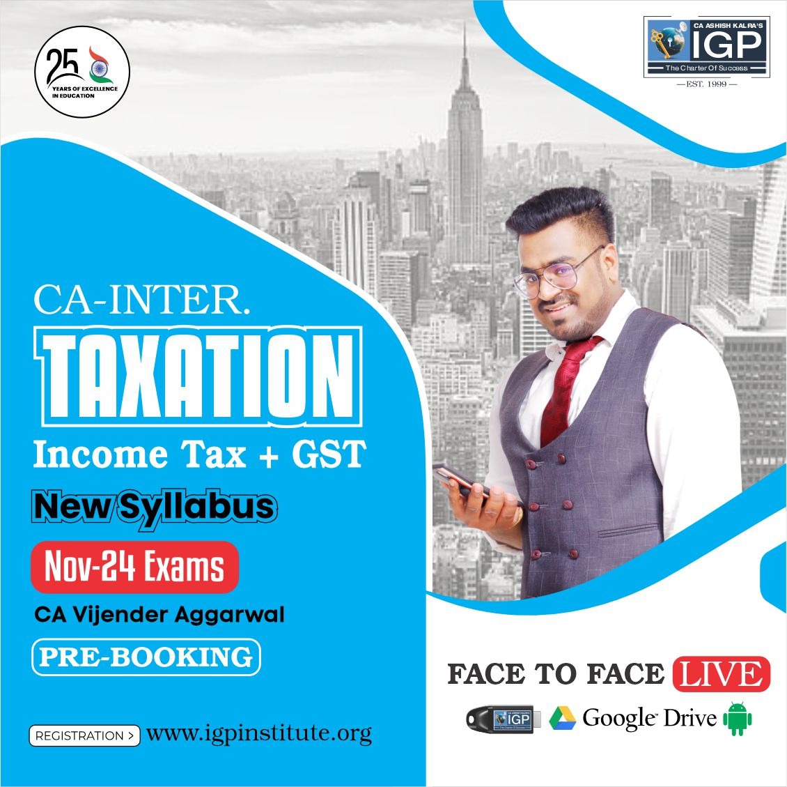 CA Inter  Taxation Regular Batch (Income Tax + GST) New Syllabus  Nov 24 Exam Pre Booking-CA-INTER-Taxation (Income Tax + GST)- CA Vijender Aggarwal